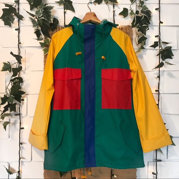 Vintage Jackets & Blazers - ☔️Vintage color block rubber rain coat